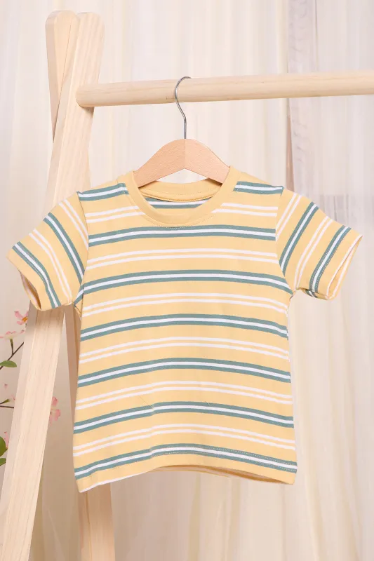 Infant Boys Yellow Striped T-shirt sold by Redtag