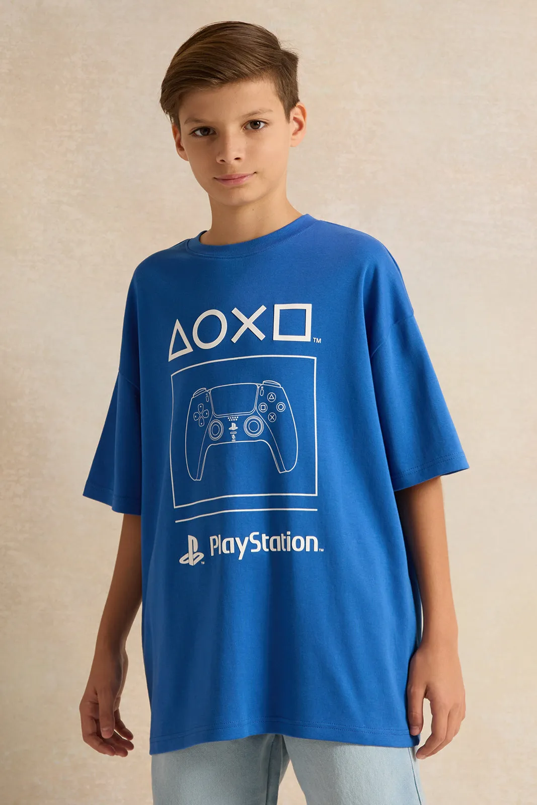 Senior Boys Blue Playstation Oversize T-shirt sold by Redtag