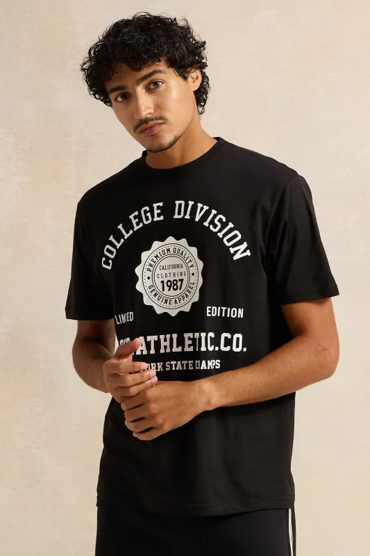 Men Black Graphic T-Shirt sold by Redtag