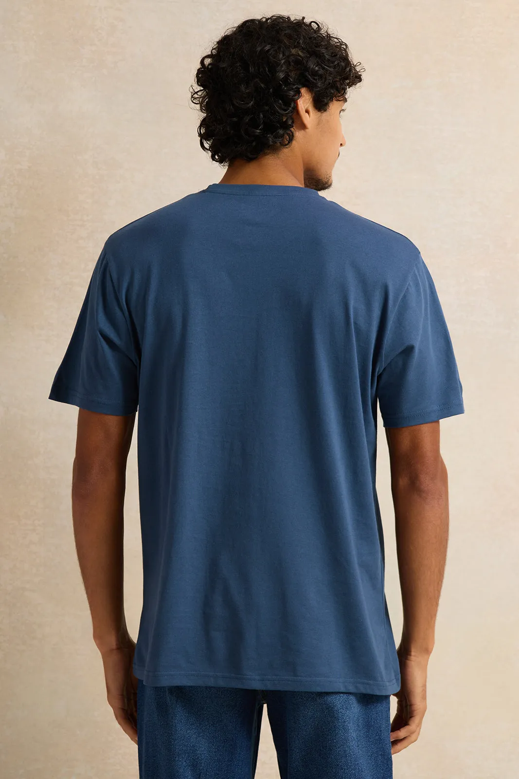 Men Navy Graphic T-Shirt sold by Redtag product image thumbnail 3