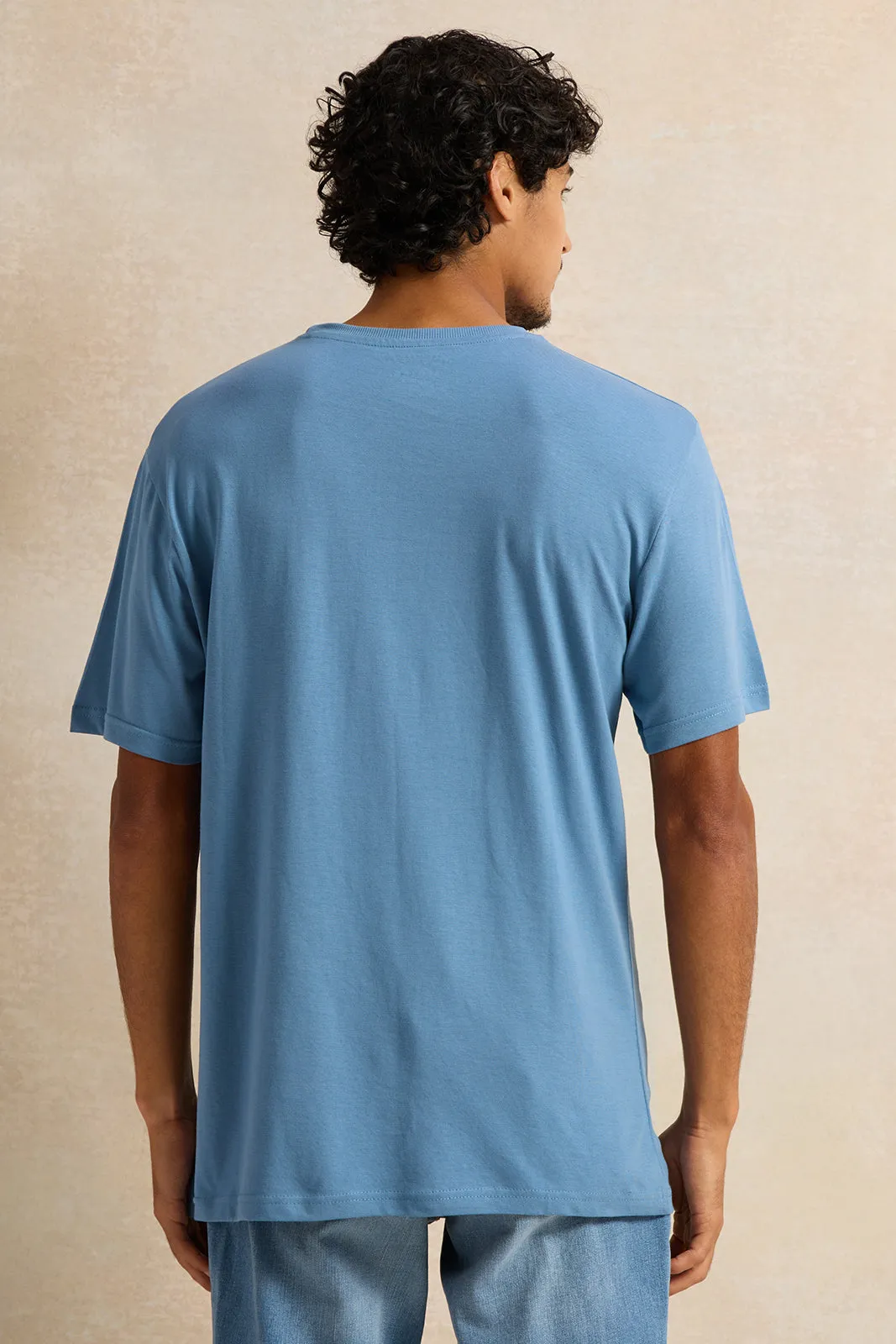Men Blue Printed T-Shirt sold by Redtag product image thumbnail 3
