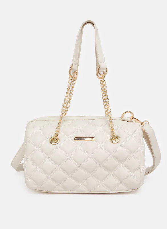 Women Cream Textured Bollin Bag sold by Redtag