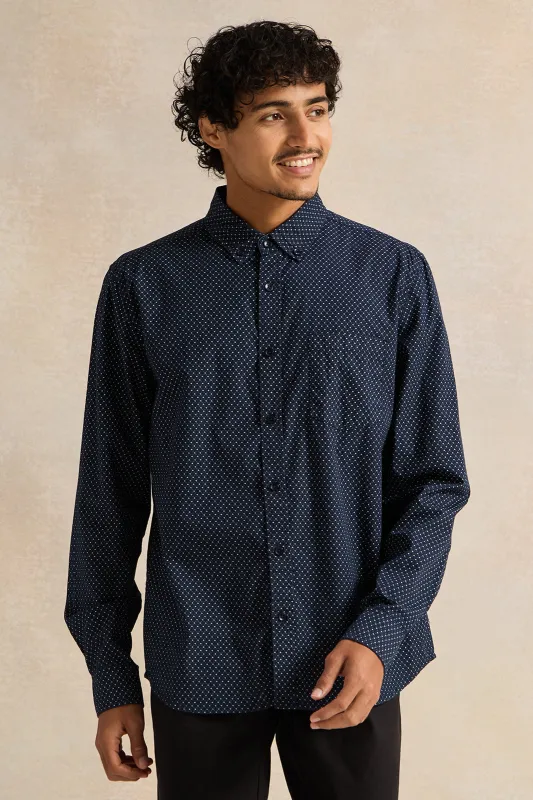 Men Navy Printed Casual Shirt sold by Redtag