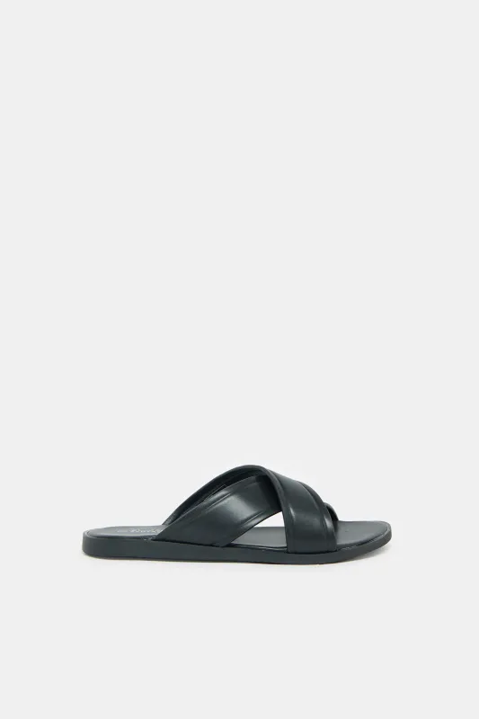 Senior Boys Black Plain Sandals sold by Redtag