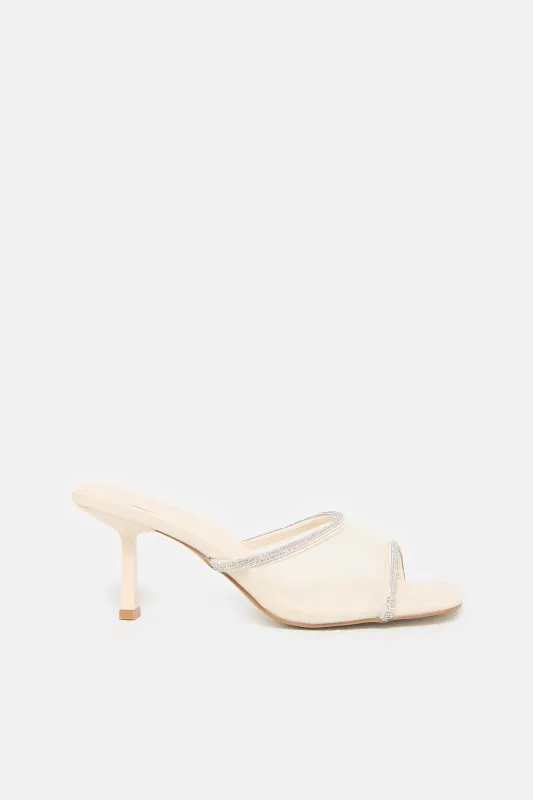 Women White Mesh Mule sold by Redtag