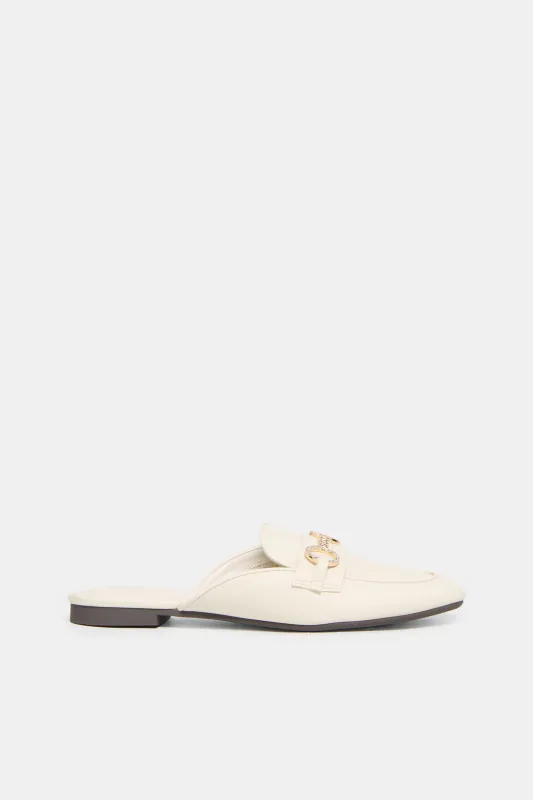Women Beige Embellished  Chain Trim Loafer sold by Redtag