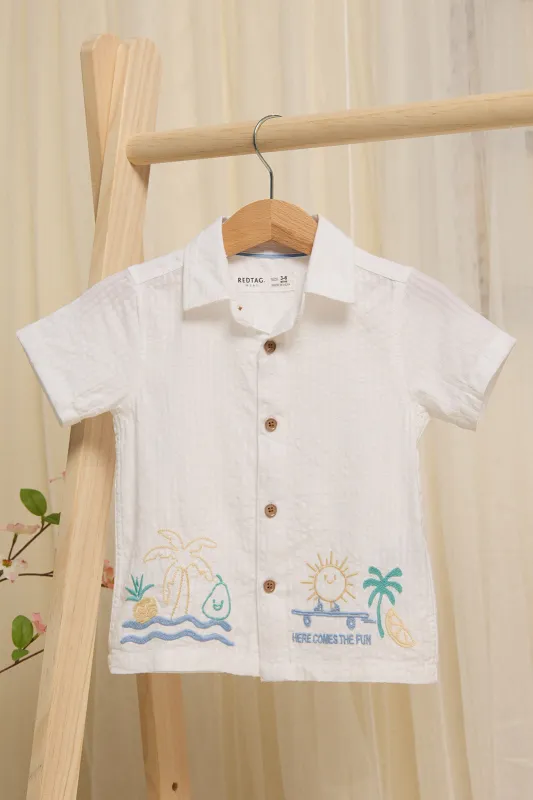 Infant Boys White Embellished Shirt sold by Redtag