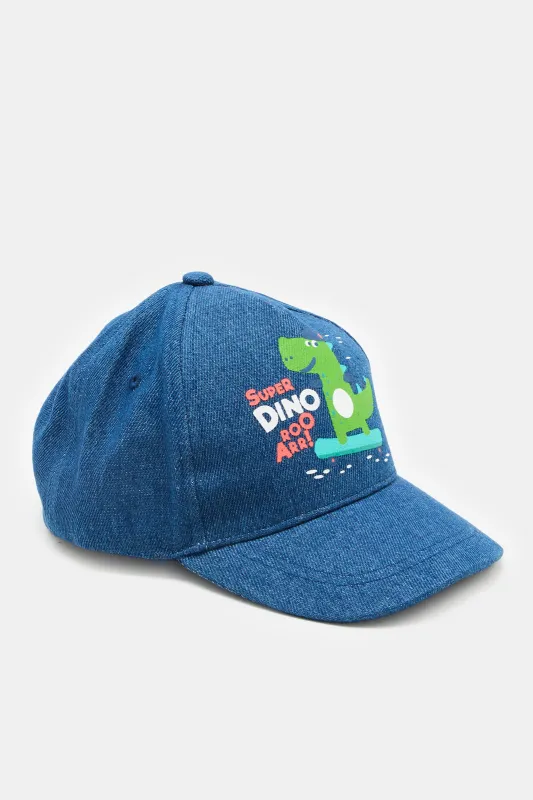 Boys Blue Dino Embellished Cap sold by Redtag
