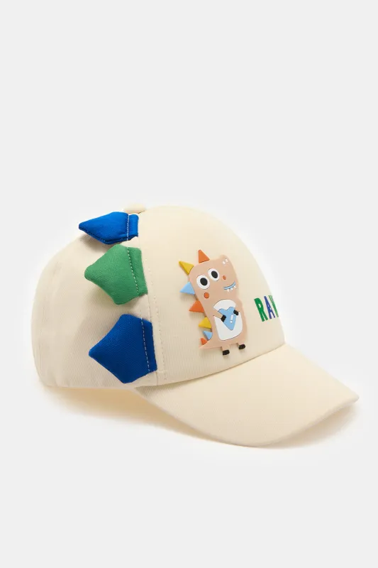 Boys Beige Dino Embellished Cap sold by Redtag