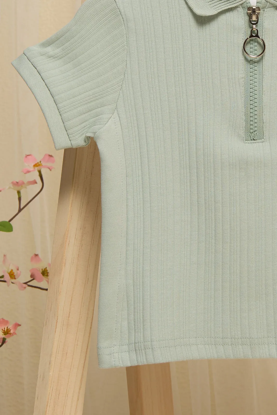 Infant Boys Blue Ribbed Polo Shirt sold by Redtag product image thumbnail 3