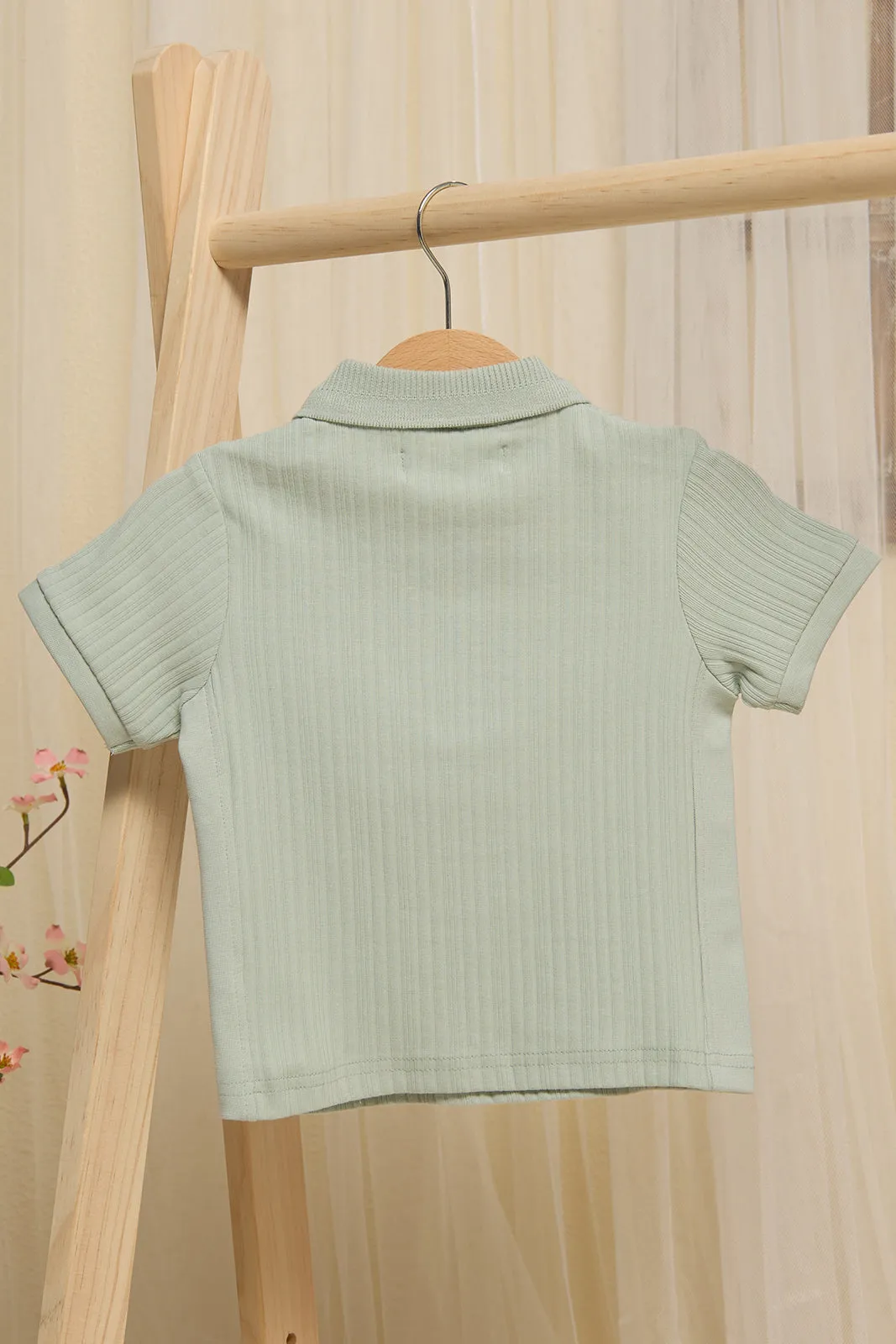Infant Boys Blue Ribbed Polo Shirt sold by Redtag product image thumbnail 4