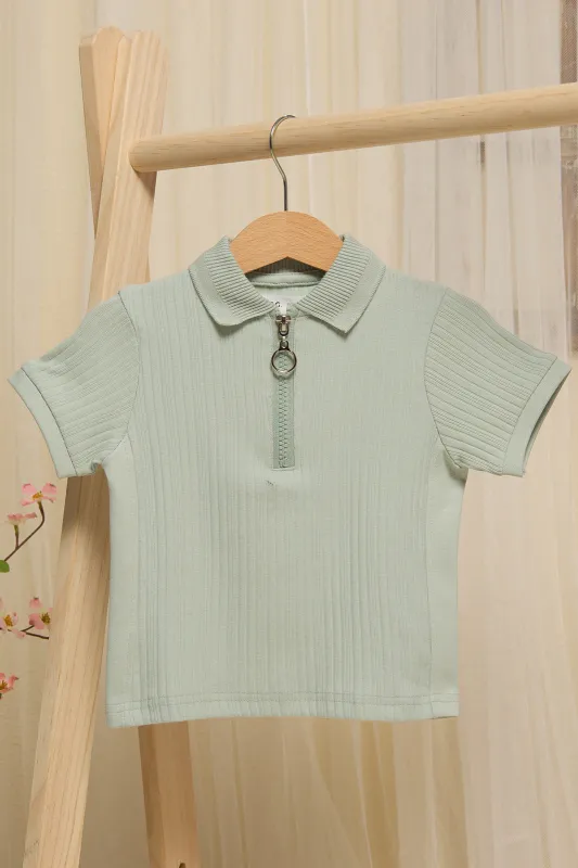 Infant Boys Blue Ribbed Polo Shirt sold by Redtag