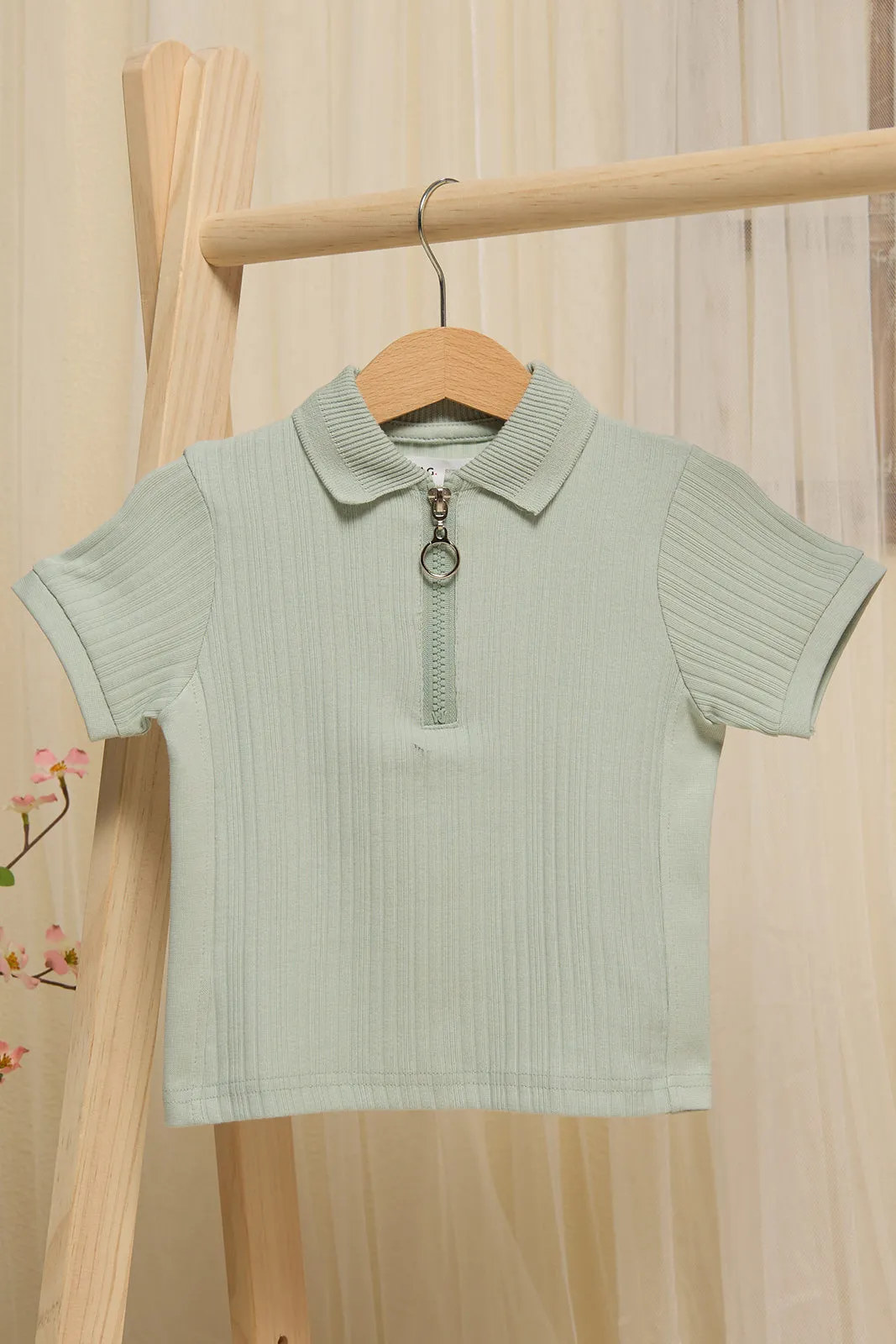 Infant Boys Blue Ribbed Polo Shirt sold by Redtag