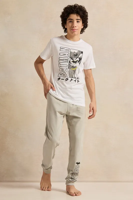 Senior Boys White And Grey Batman Pyjama Set (2 Piece) sold by Redtag