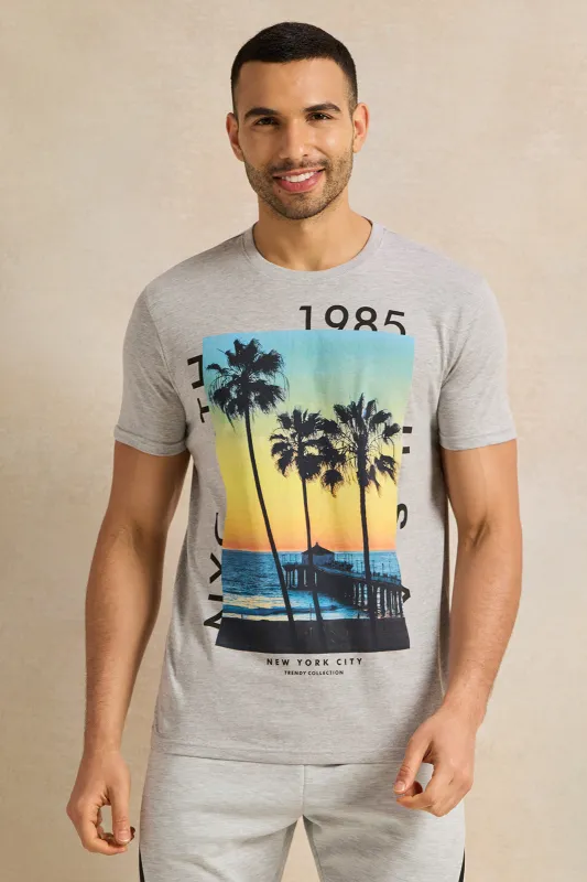 Men Grey Graphic T-Shirt sold by Redtag
