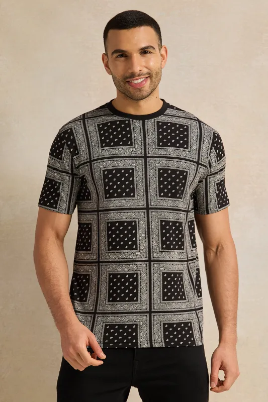 Men Black Graphic T-Shirt sold by Redtag