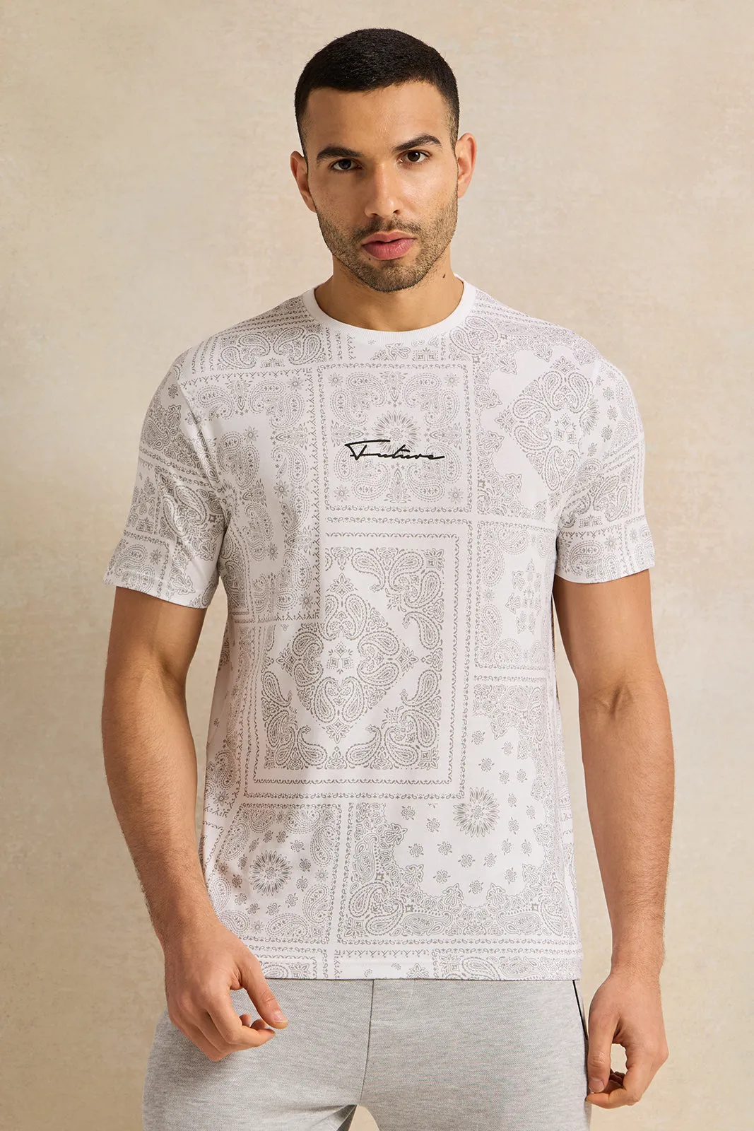 Men White Printed T-Shirt sold by Redtag
