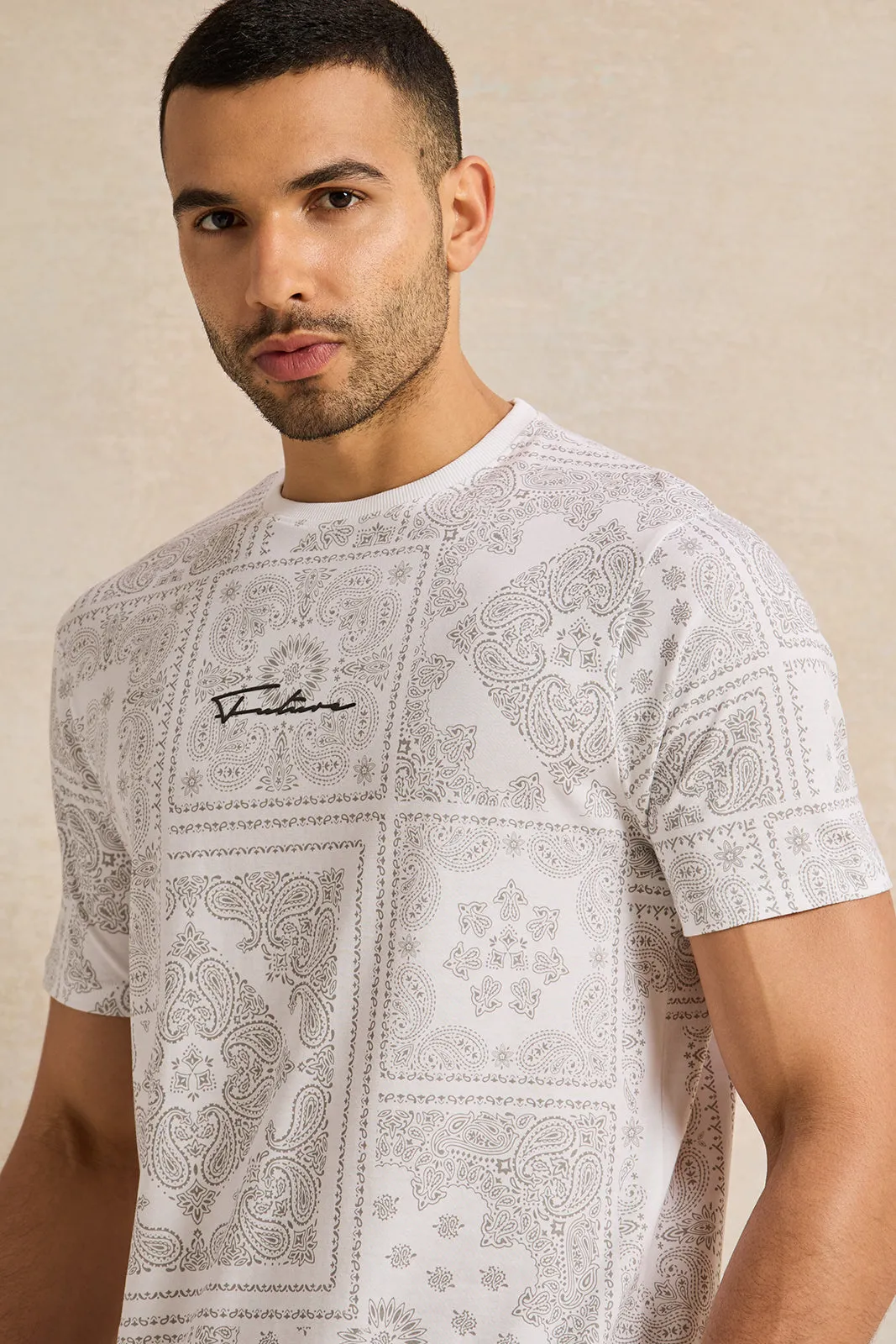 Men White Printed T-Shirt sold by Redtag product image thumbnail 4