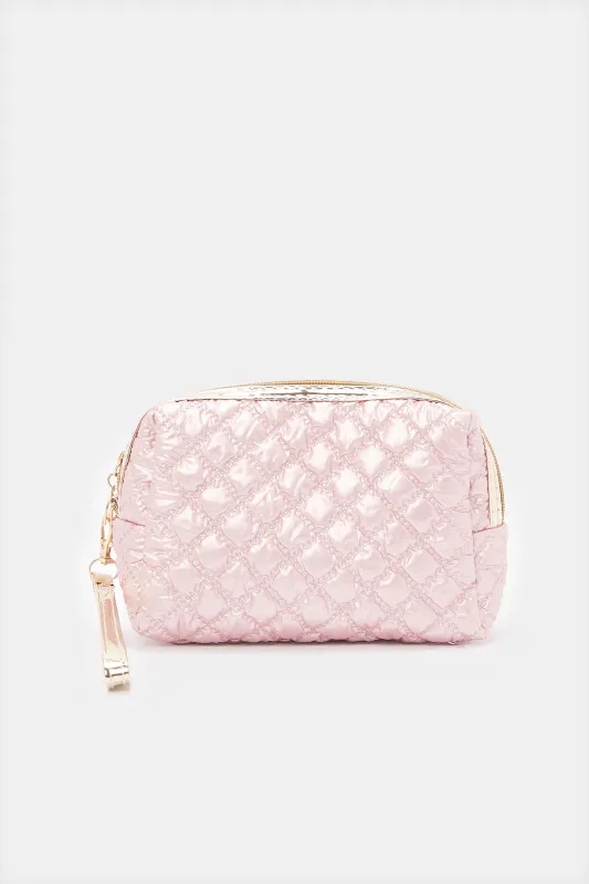 Women Pink Quilted Pouch sold by Redtag