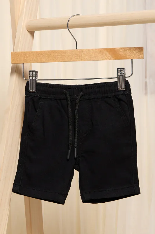 Infant Boys Black Pull On Denim Shorts sold by Redtag