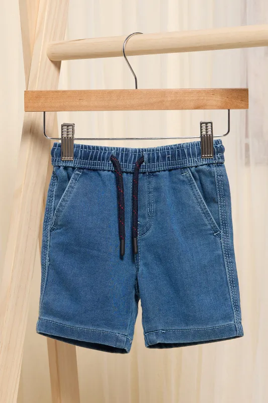 Infant Boys  Blue Pull On Denim Shorts sold by Redtag