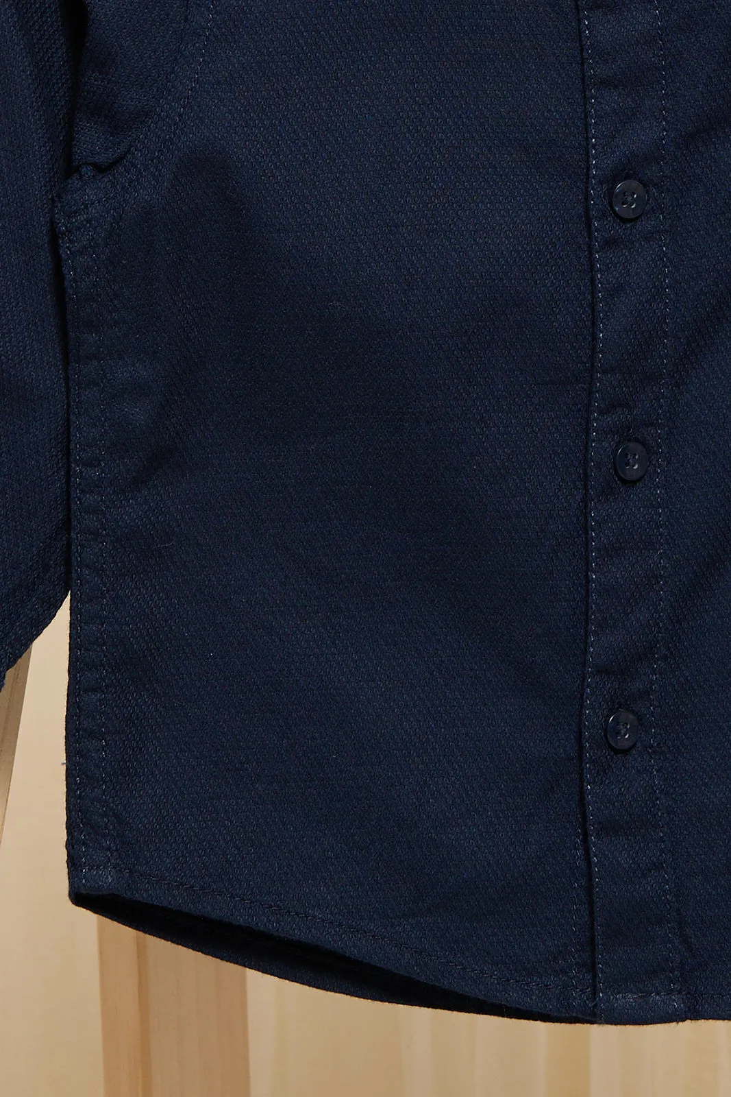 Infant Boys Navy Mandarin Shirt sold by Redtag product image thumbnail 3