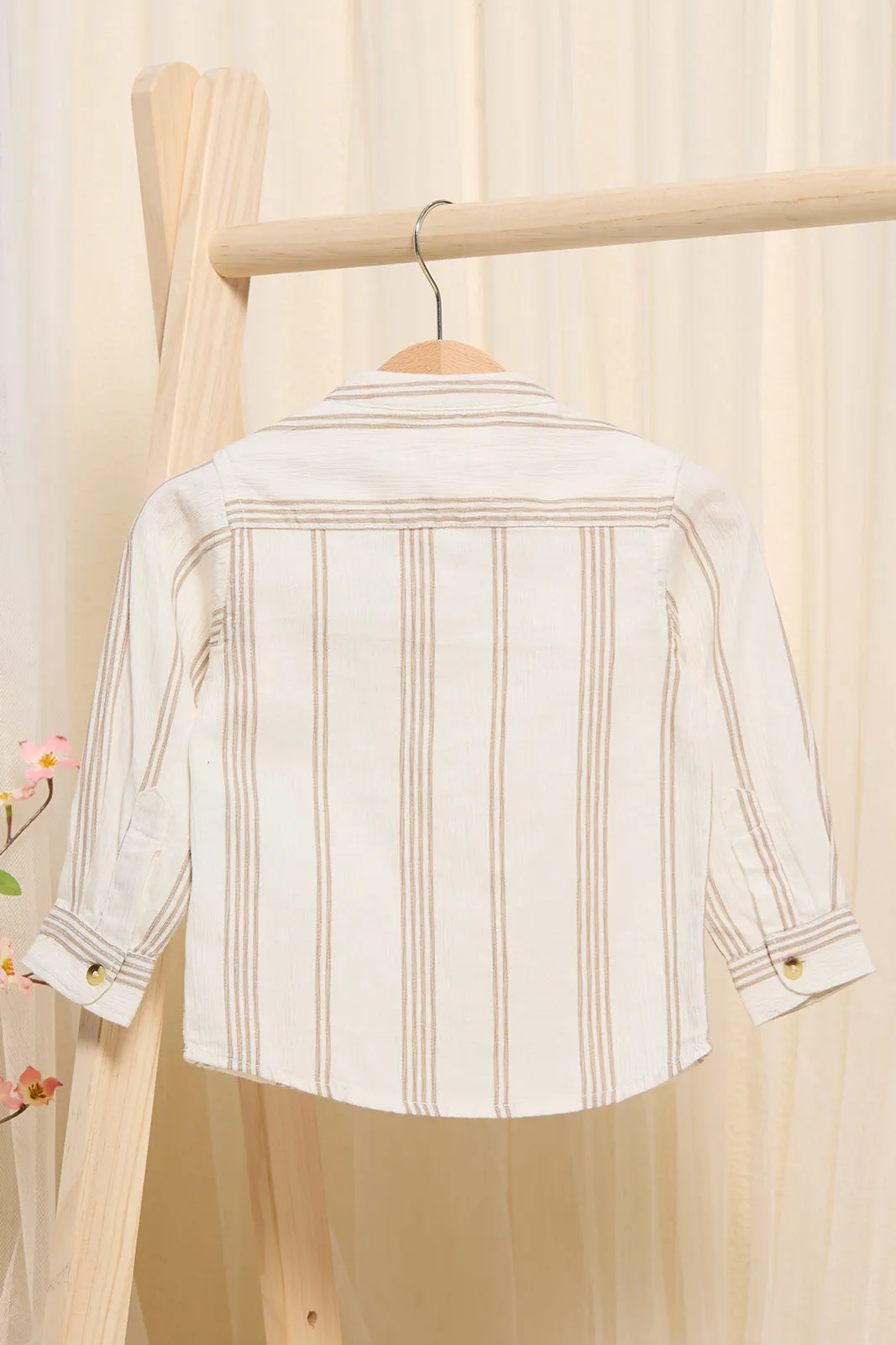 Infant Boys White And Beige Striped Shirt sold by Redtag product image thumbnail 3
