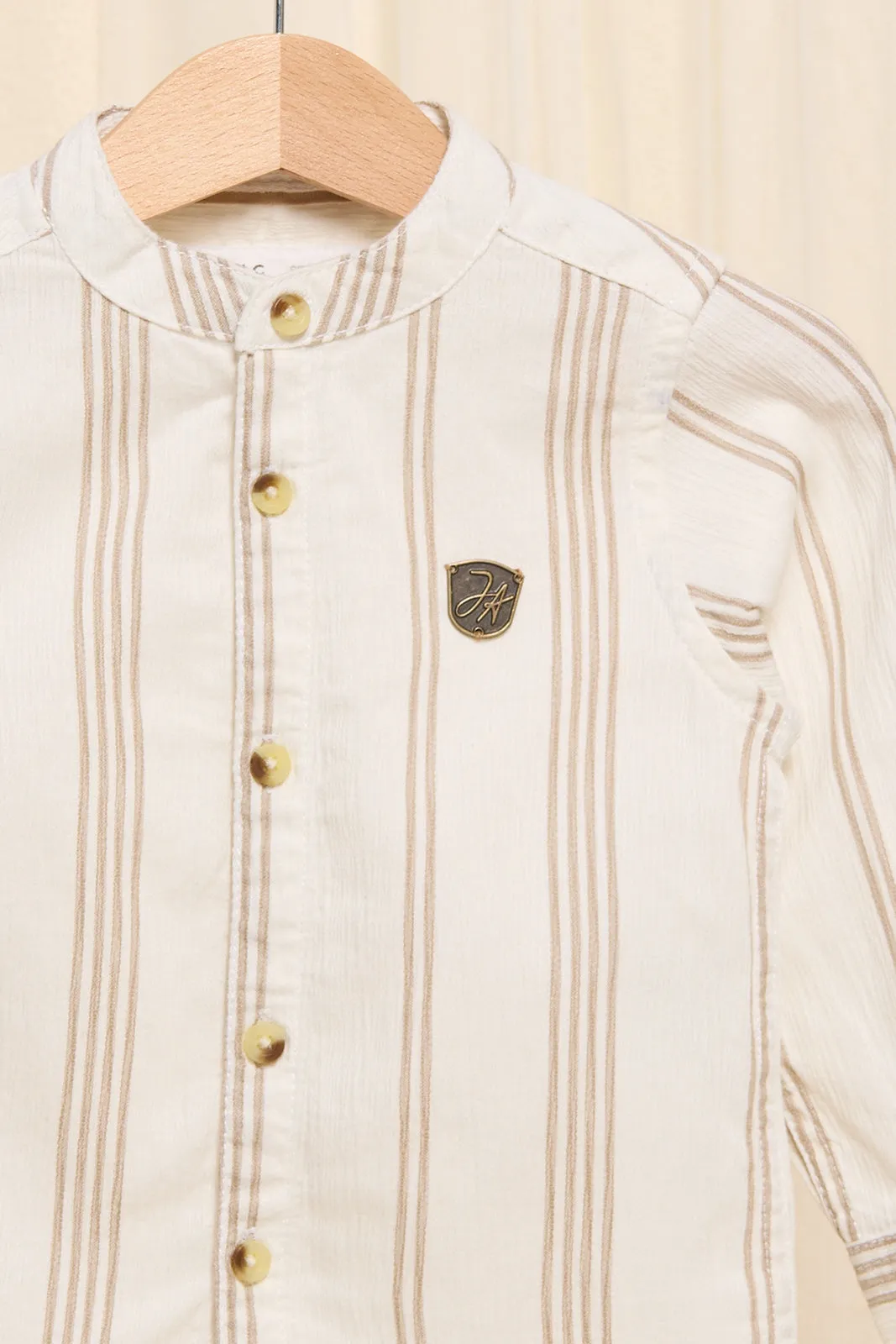 Infant Boys White And Beige Striped Shirt sold by Redtag product image thumbnail 2