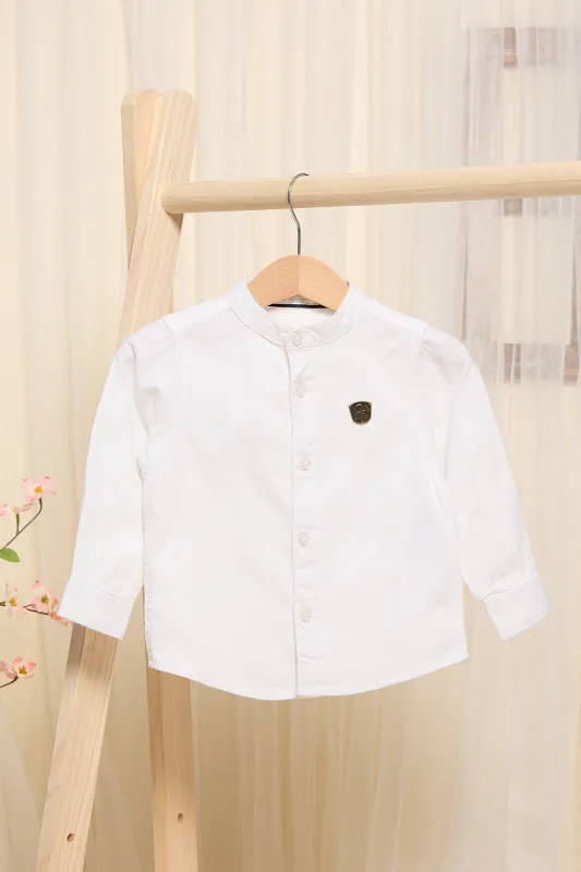 Infant Boys White Mandarin Shirt sold by Redtag