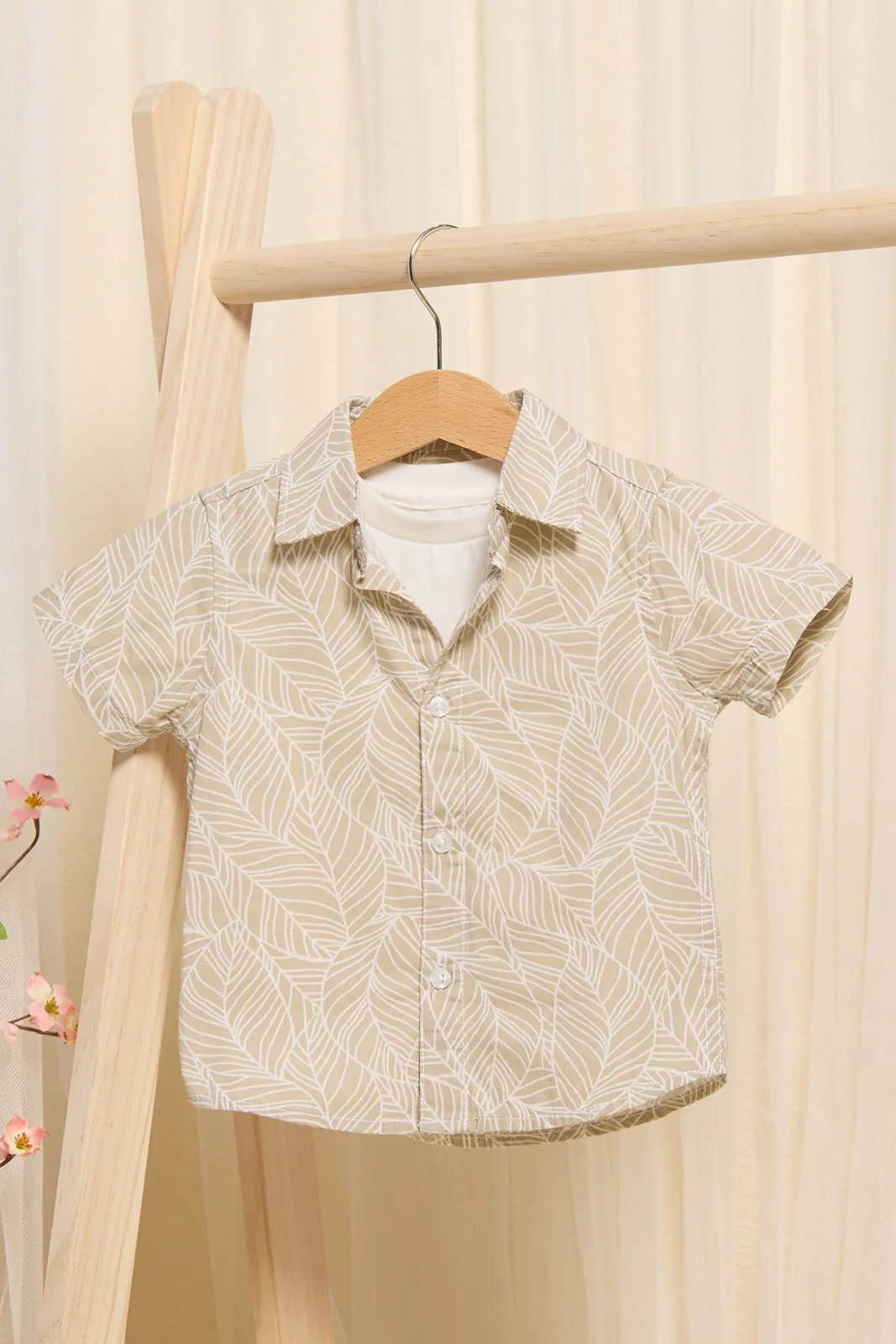 Infant Boys Beige Printed Shirt Set (2 Piece) sold by Redtag product image thumbnail 5
