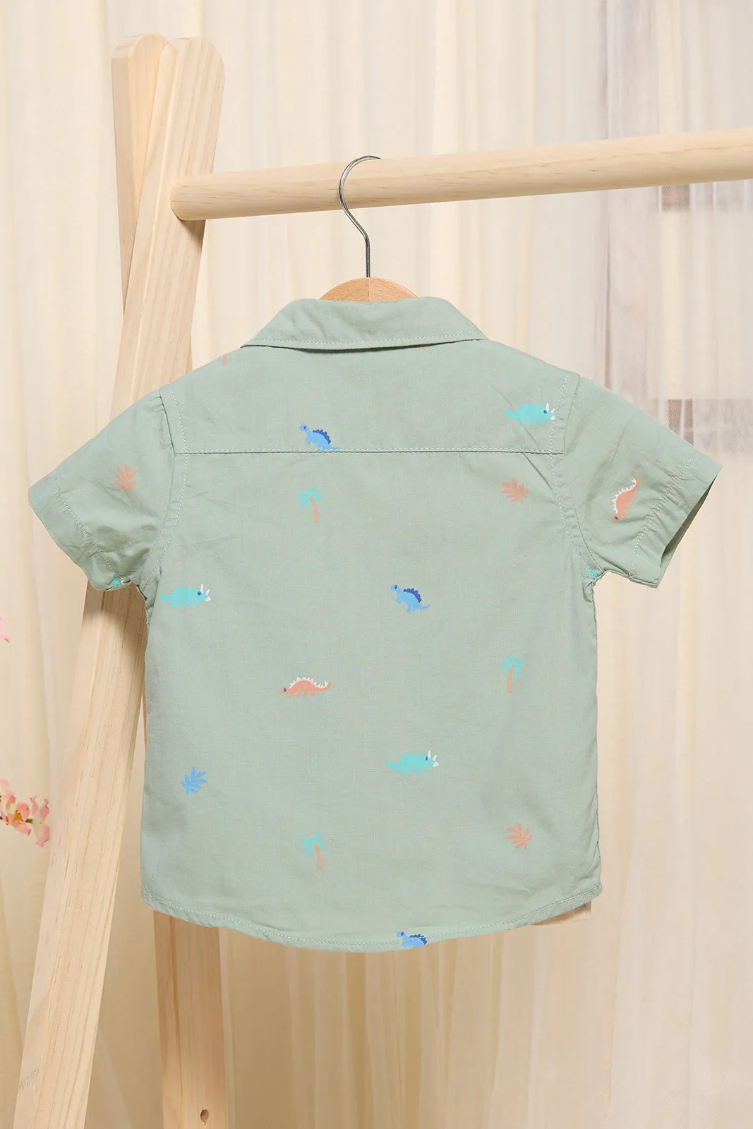 Infant Boys Mint And Beige Printed Shirt Set (2 Piece) sold by Redtag product image thumbnail 3