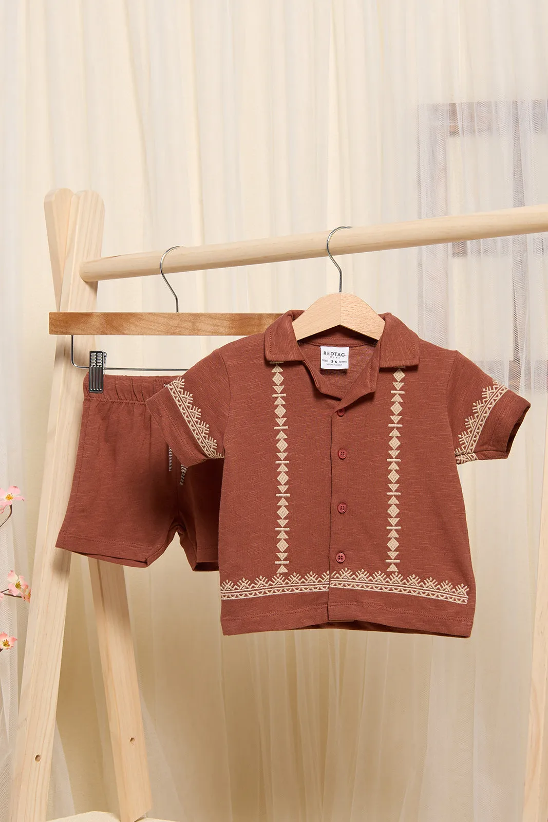 Infant Boys Rust Embellished Casual Set (2 Piece) sold by Redtag
