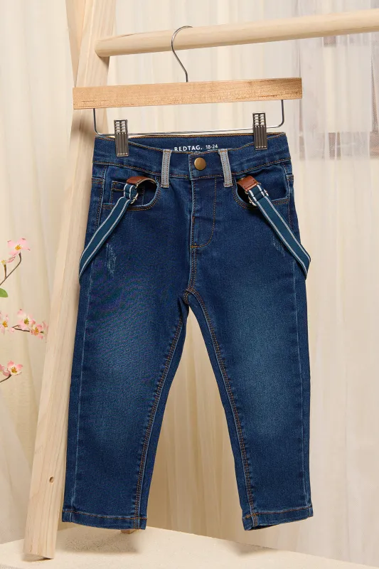 Infant Boys Navy Suspender Jeans sold by Redtag