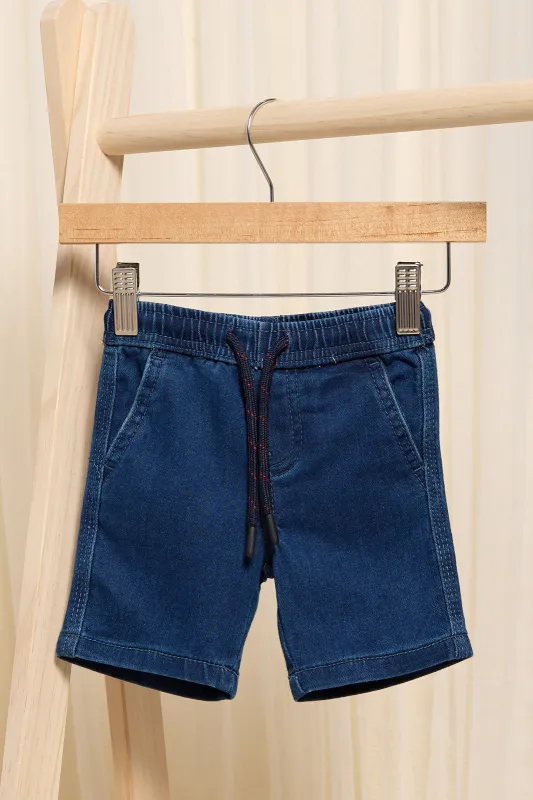 Infant Boys Blue Pull-On Denim Shorts sold by Redtag
