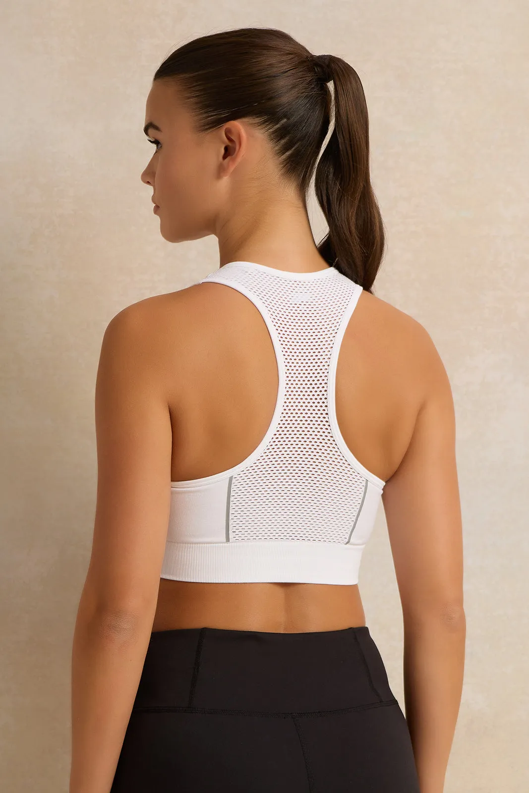 Women White Sports Bra With Reflector sold by Redtag product image thumbnail 3