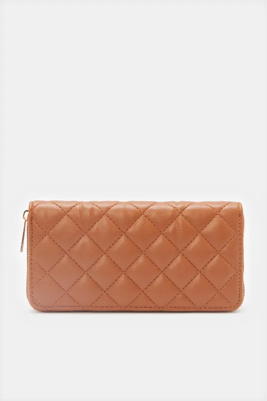 Women Quilted Tan Purse sold by Redtag