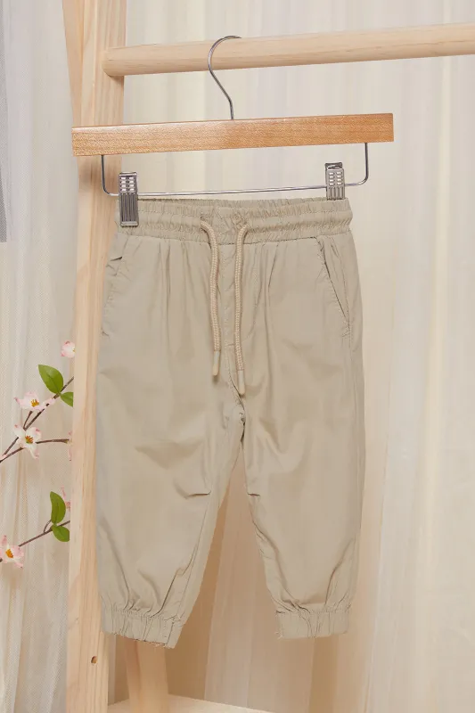 Infant Boys Beige Poplin Jogger sold by Redtag