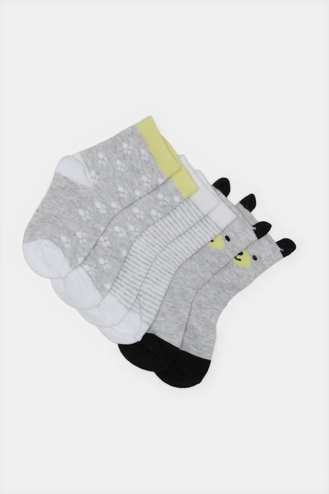 Infant Boys Grey Printed Crew-Length Socks Set (3 Pairs) sold by Redtag