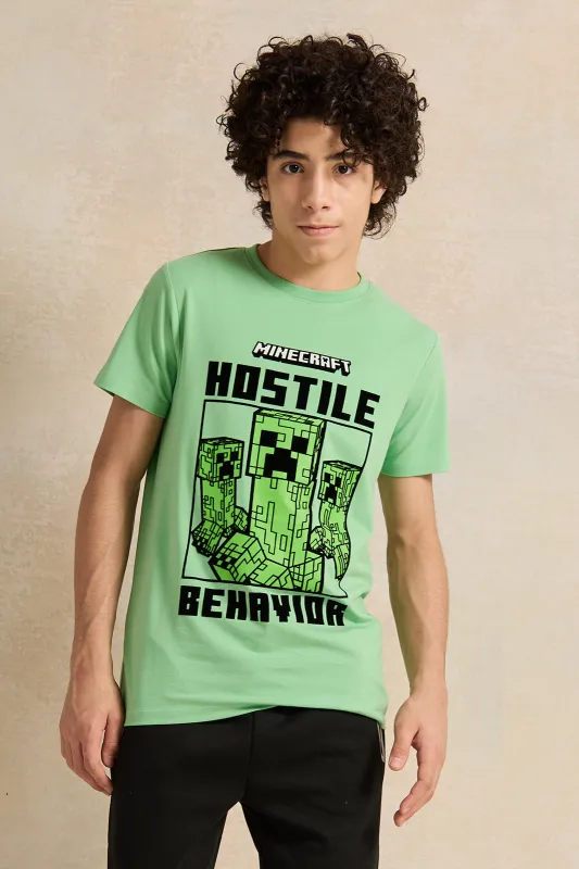 Senior Boys Green Printed T-Shirt sold by Redtag
