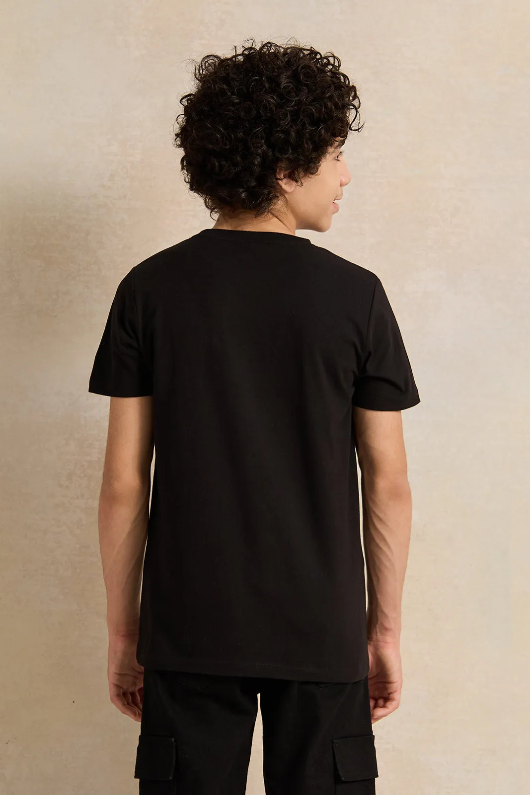 Senior Boys Black Printed T-Shirt sold by Redtag product image thumbnail 3