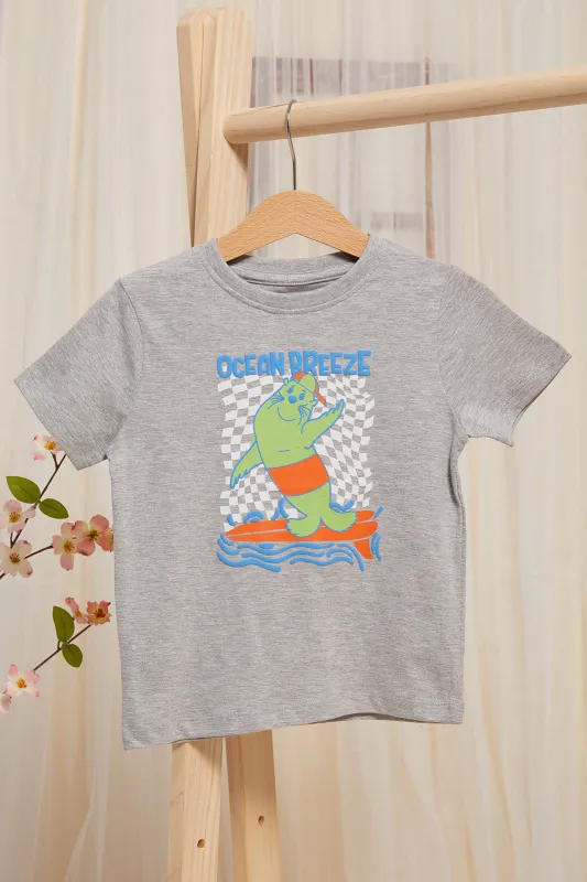 Infant Boys Grey Shark Printed T-Shirt sold by Redtag