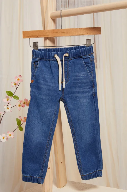 Infant Boys Blue Denim Pull On Jeans sold by Redtag