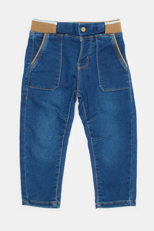 Infant Boys Navy Pull On Jeans sold by Redtag