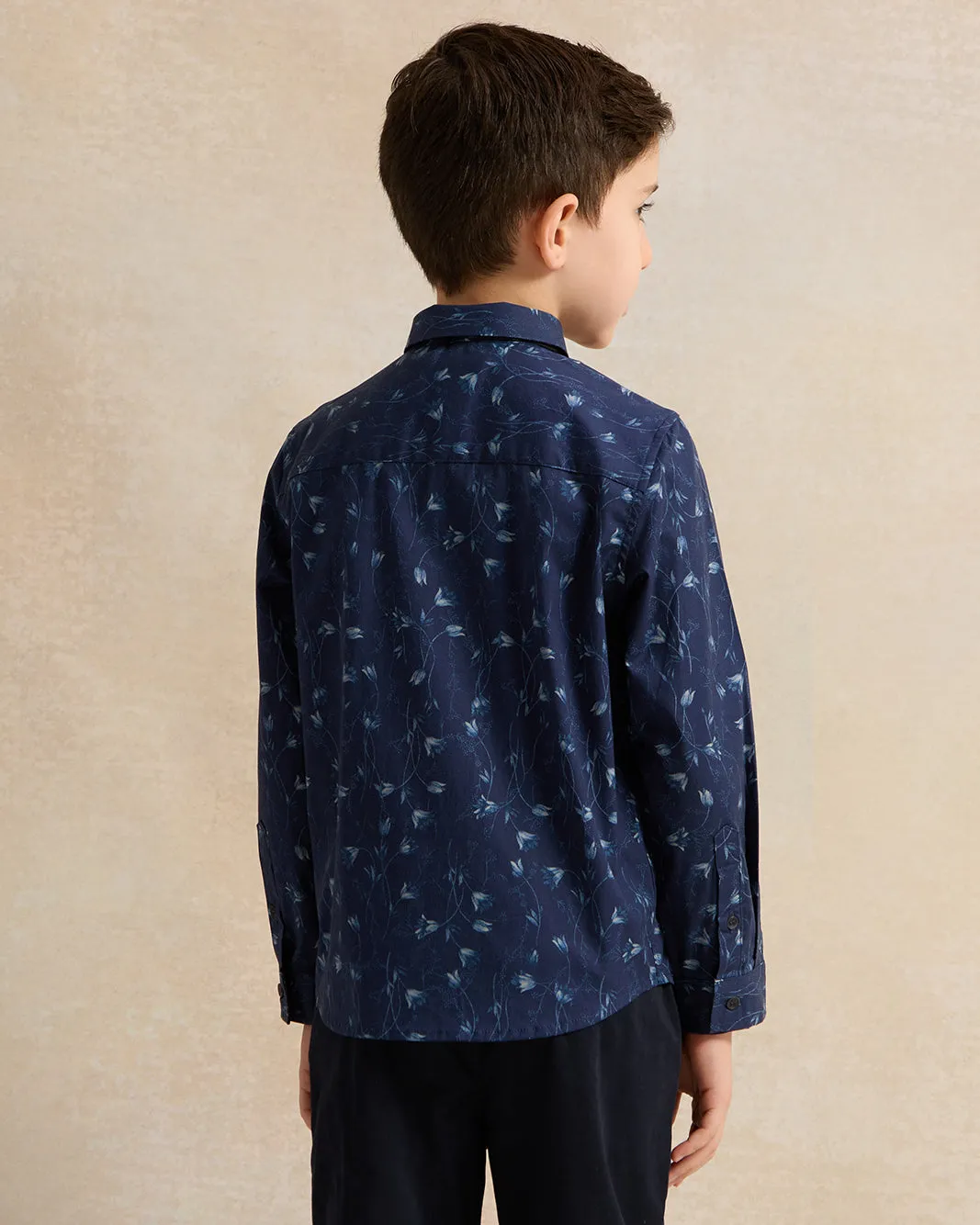 Boys Navy Floral Print Shirt With Bow (2 Piece) sold by Redtag product image thumbnail 3