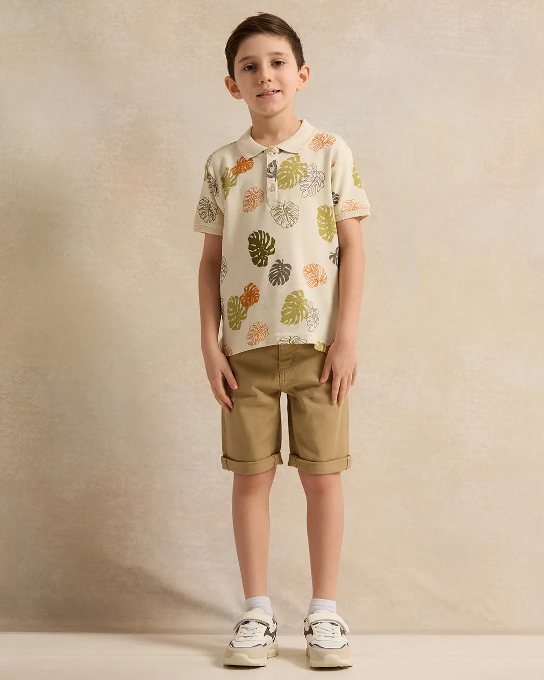 Boys Beige Solid Shorts With Draw Cord sold by Redtag product image thumbnail 2