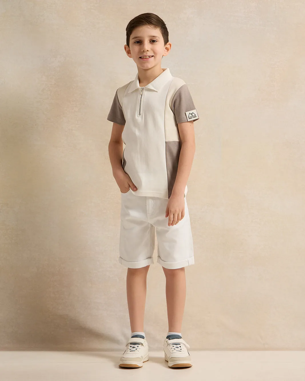 Boys White Solid Shorts With Draw Cord sold by Redtag product image thumbnail 2