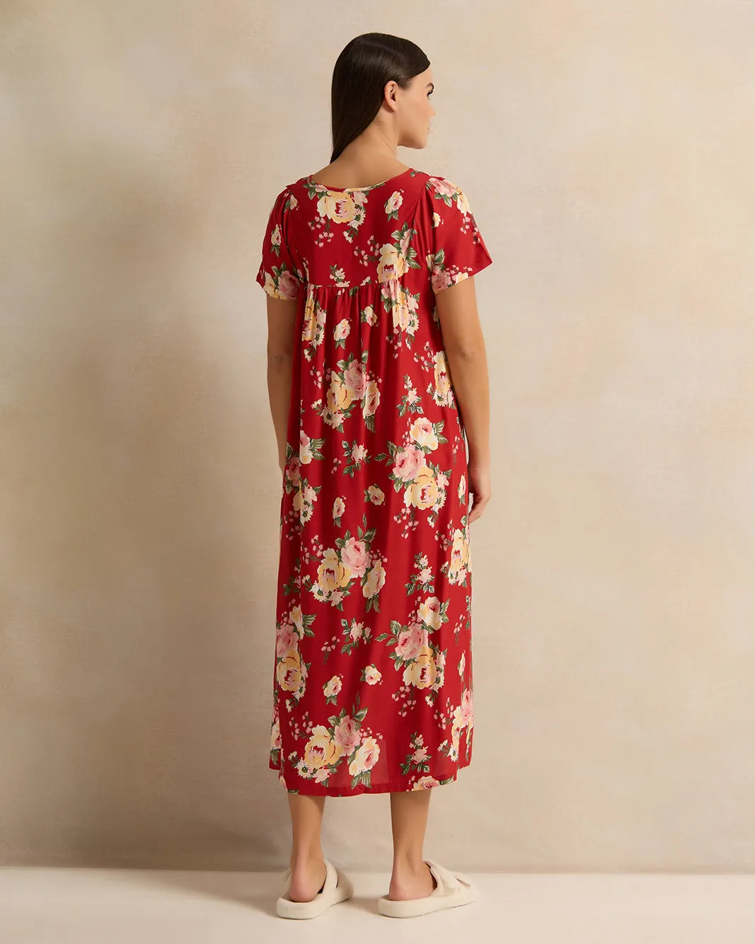 Women Red Short Sleeve Printed Nightgown sold by Redtag product image thumbnail 3