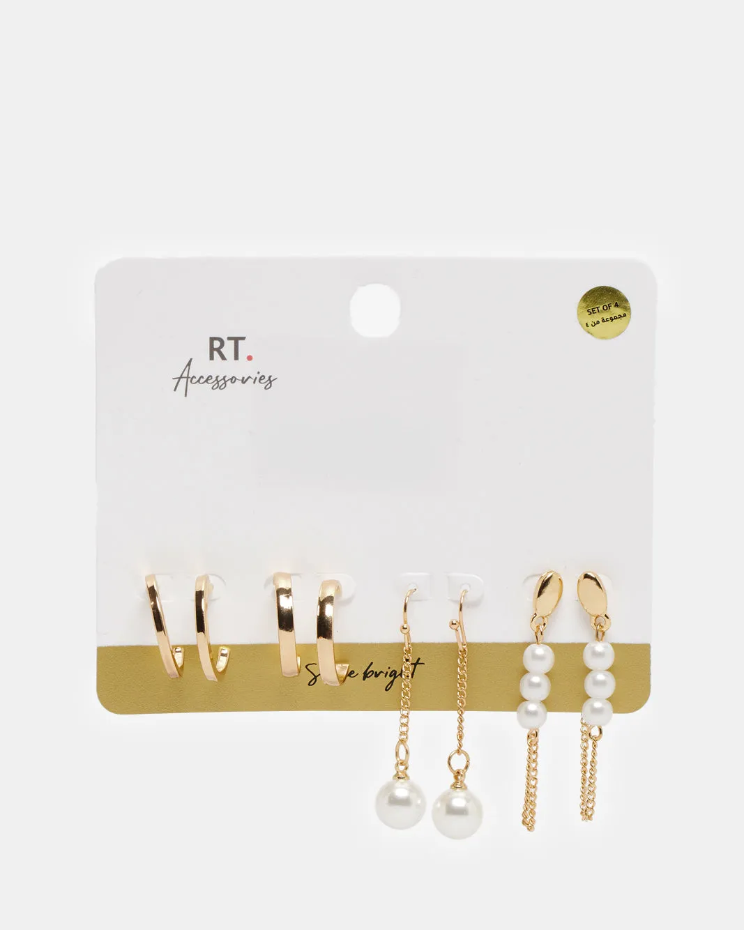 Women Gold Embellished Earring Set (4 Pairs) sold by Redtag product image thumbnail 2