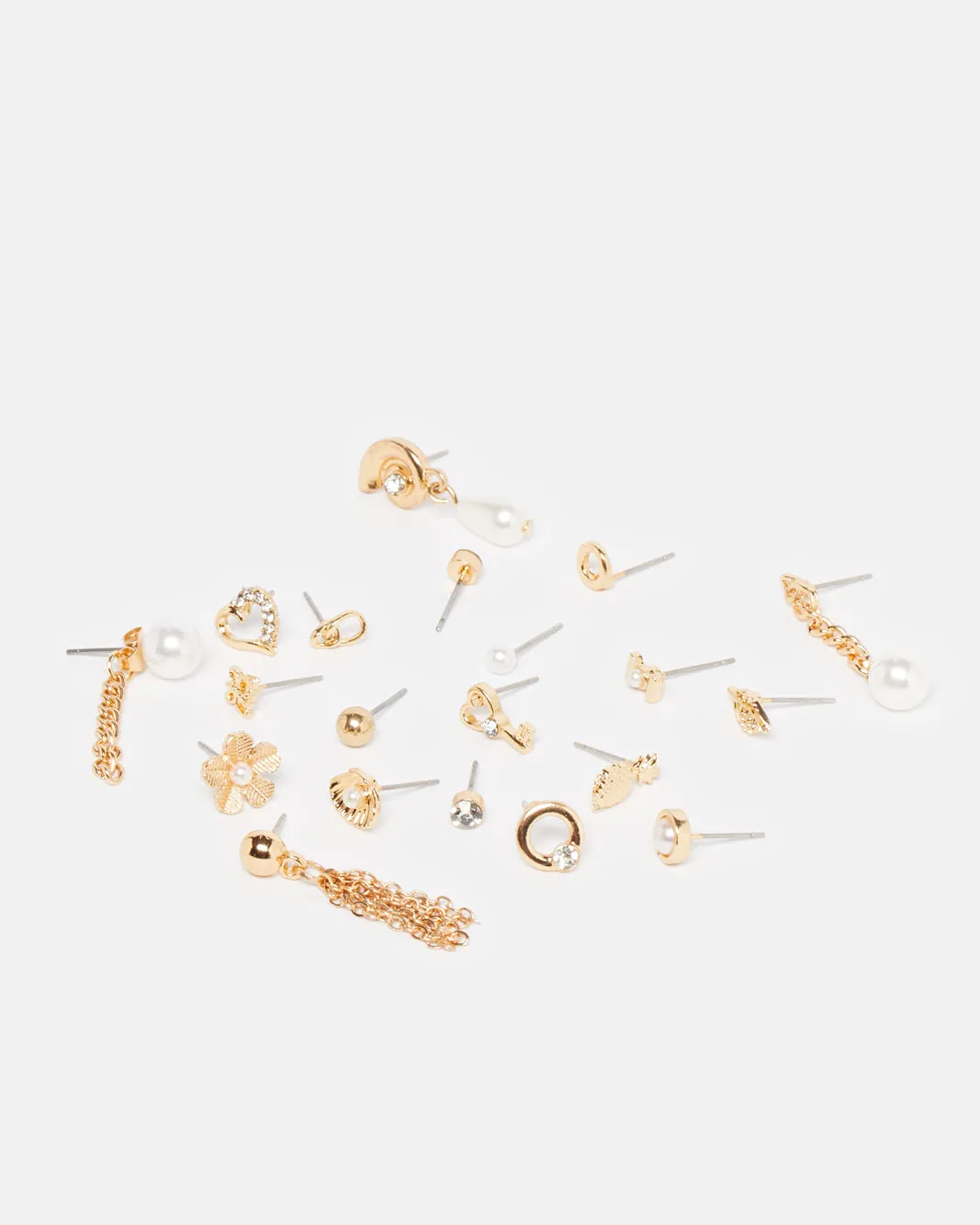 Women Gold Embellished Earring Set (20 Pairs) sold by Redtag