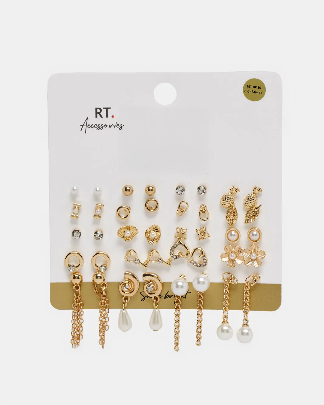 Women Gold Embellished Earring Set (20 Pairs) sold by Redtag product image thumbnail 2